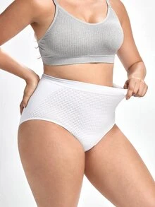 Slumbrini Plus Size High Elasticity Thickened Seamless Tummy Control Butt Lifting Pants, 1pc - White - View 6