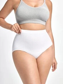 Slumbrini Plus Size High Elasticity Thickened Seamless Tummy Control Butt Lifting Pants, 1pc - White - View 3