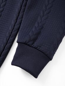 Manfinity Homme Men's Long Sleeve Zip-Up Casual Hoodie - Navy Blue - View 5