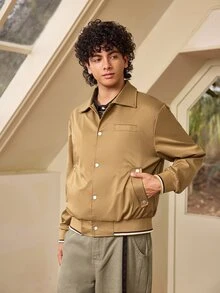 Whitmere Men's Vintage High Street Minimalist American Workwear Spring Short Casual Lightweight Jacket - Khaki - View 4