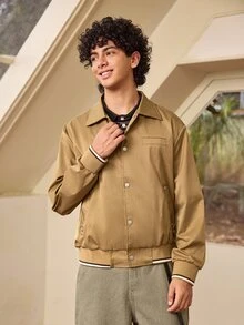 Whitmere Men's Vintage High Street Minimalist American Workwear Spring Short Casual Lightweight Jacket - Khaki - View 5