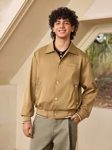 Whitmere Men's Vintage High Street Minimalist American Workwear Spring Short Casual Lightweight Jacket - Khaki - View 6