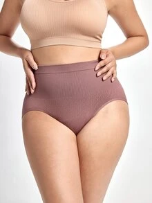 Slumbrini 3 Buah Celana Dalam Segitiga Pembentuk Tubuh Wanita Ukuran Plus, Pengontrol Perut, Pembentuk Tubuh, Pengangkat Pinggul, Tanpa Jahitan, Warna Polos, Bergaris, Elastisitas Tinggi - MultiWarna - View 5
