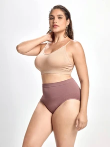 Slumbrini 3 Buah Celana Dalam Segitiga Pembentuk Tubuh Wanita Ukuran Plus, Pengontrol Perut, Pembentuk Tubuh, Pengangkat Pinggul, Tanpa Jahitan, Warna Polos, Bergaris, Elastisitas Tinggi - MultiWarna - View 7