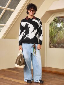 Whitmere HEHCN Men's Loose Fit Vintage Washed Light Blue Jeans, American Casual Street Style Baggy Wide Leg Denim Pants - Medium Wash - View 3