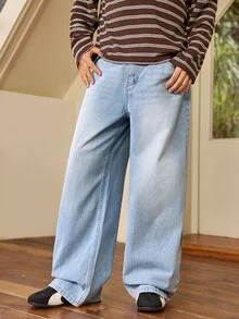 Whitmere HEHCN Men's Loose Fit Vintage Washed Light Blue Jeans, American Casual Street Style Baggy Wide Leg Denim Pants - Medium Wash - View 5