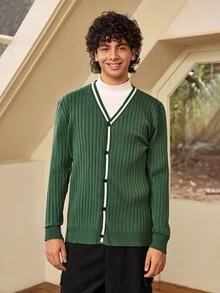 Whitmere Men's Vintage Coin Pattern Cardigan Jacket, Suitable For Autumn/Winter, Can Be Worn With Suit And Shirt - Dark Green - View 6