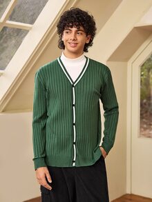 Whitmere Men's Vintage Coin Pattern Cardigan Jacket, Suitable For Autumn/Winter, Can Be Worn With Suit And Shirt - Dark Green - View 4