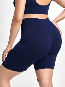 Slumbrini 1 buah Celana Pendek Pembentuk Tubuh Tanpa Jahitan Ukuran Plus dengan Pinggang Tinggi - Navy Blue - View 2