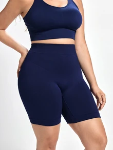 Slumbrini 1 buah Celana Pendek Pembentuk Tubuh Tanpa Jahitan Ukuran Plus dengan Pinggang Tinggi - Navy Blue - View 4