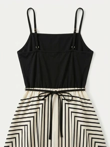 OPHERINE Women's Printed Sleeveless Dress, Black And White Patchwork, Casual Holiday Style - Multicolor - View 7