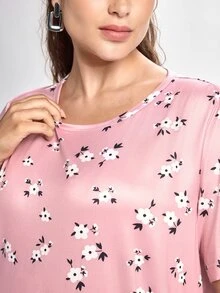Slumbrini Plus Floral Print PJ Set / Pajama Set - Dusty Pink - View 8