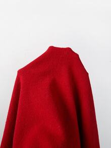 SHEIN 紅色 Merry 字樣流蘇針織披肩，聖誕短款斗篷毛衣 - 紅色 - 查看 5