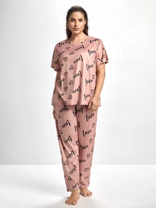 Slumbrini Của phụ nữ Kích thước lớn Quần ngủ Bộ - màu nâu - Xem 4