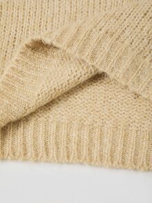 Mistrie Women's French Style Y2k Sexy Versatile Fuzzy Patchwork Cuff Sweater Going Out Tan Autumn - Khaki - View 11