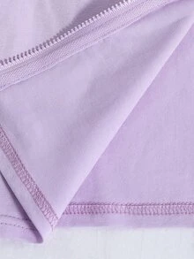 SHEIN Kids NovaGlow Tween Girl Tween Girl Sporty Casual Daily Knit Solid Color Cardigan Jacket & Flared Pants Set - Purple - View 7