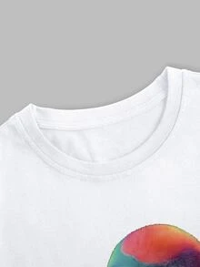 Neovey Men's Colorful Skull Print Casual Round Neck Short Sleeve T-Shirt, Summer - White - View 3