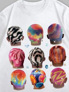 Neovey Men's Colorful Skull Print Casual Round Neck Short Sleeve T-Shirt, Summer - White - View 4