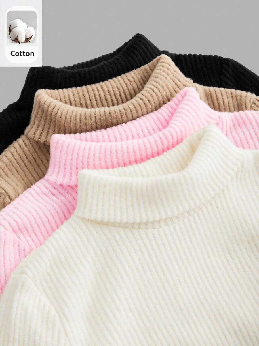 SHEIN 少女 4件組冬季 T-恤上衣 - 彩色 - 查看 1