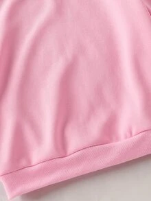 SHEIN Young Girl Solid Color Thermal Lined Crew Neck Casual Everyday Long Sleeve Sweatshirt - Pink - View 8