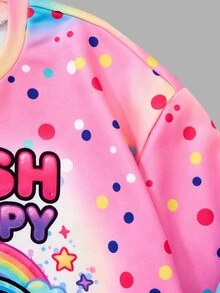 SHEIN Sparklyn 女童 2 件套，圓領長袖衛衣搭配純紫色長褲，充滿活力氛圍的完整套裝，適合春季、秋季、冬季，日常上學、外出及其他場合，休閒套裝 - 紫色 - 查看 4