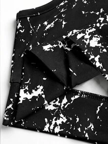 SHEIN 兒童青少年女孩針織黑白波點印花三件套 長袖小立領拉鍊上衣 - 彩色 - 查看 10