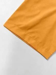 Neovey Kemeja Lengan Pendek Polos Kasual Musim Panas untuk Pria - Kuning - View 4