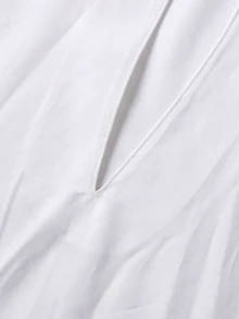 Neovey Off-White Stand Collar Deep V Long Sleeve Shirt, Minimal Luxury Smart Style, Spring Autumn, Date Beach Vacation Wedding Commute, Men Puff Cuff Blouse - White - View 3