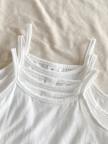 3 Pieces Girls Cotton Camisole Undershirt, Simple Fashion Versatile White, Best Gift For Girls Winter - White - View 6
