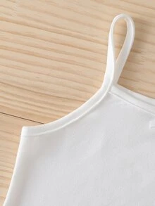 SHEIN Genkimix Kids 5件裝白色牛奶絲面料簡約蝴蝶結細肩帶背心，休閒舒適針織內搭層，適合年輕女孩，紅色冬季款 - 彩色 - 查看 5