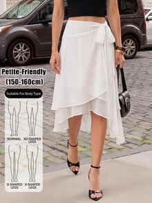 Sinnesro White Mesh Midi Skirt For Spring/Fall:Elegant, Casual, And Perfect Vacation French Stylish,Suitable Commuting. ,Petite Women - White - View 10