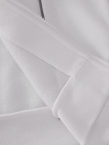 SHEIN 青少年女孩白色保暖內裡運動套裝，立領全開襟夾克 + 喇叭褲 2件套，對比飾邊休閒兩件套，少女學生日常通勤時尚運動服 - 白色 - 查看 4