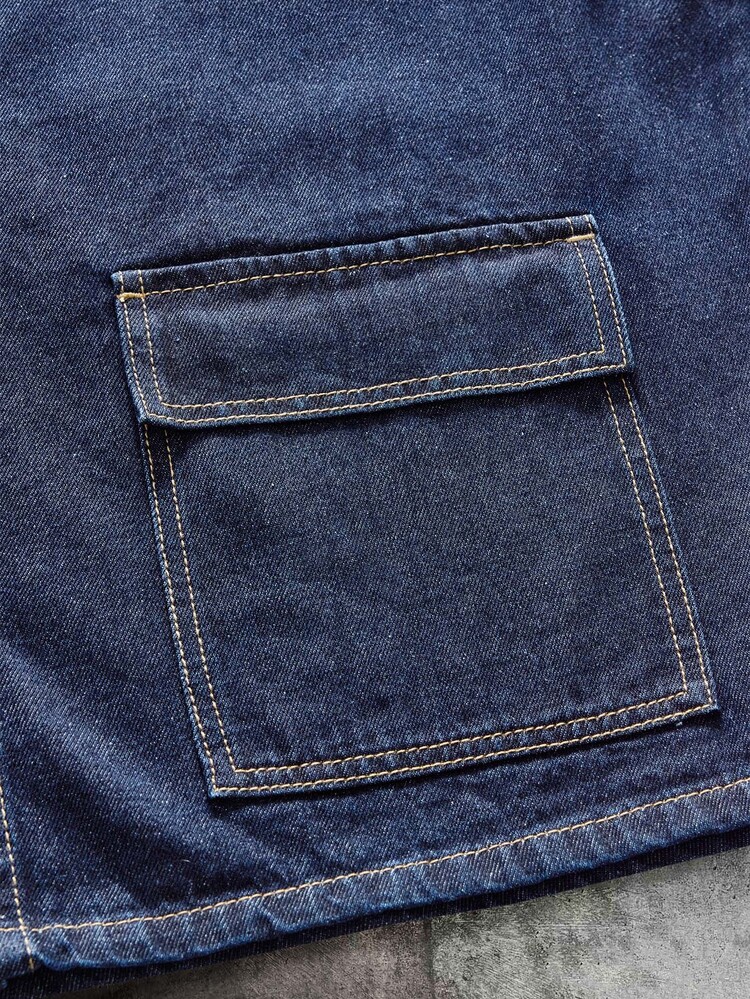AXEPEAK Men's Streetwear Washed Blue Top Set - Blue - View 6