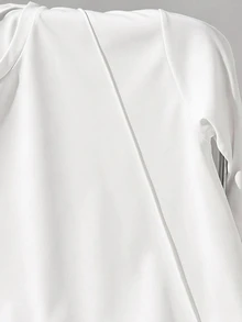 SHEIN 青少年（男孩）圓領長袖對比色領口與袖口春/秋季T恤 - 白色 - 查看 3