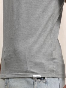 SUMWON Classic Crew Neck Short Sleeve T-Shirt Slim Fit Everyday Essential Heather Marl Tee Spring Summer Casual Wardrobe Staple - Light Grey - View 5