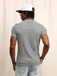 SUMWON Classic Crew Neck Short Sleeve T-Shirt Slim Fit Everyday Essential Heather Marl Tee Spring Summer Casual Wardrobe Staple - Light Grey - View 2