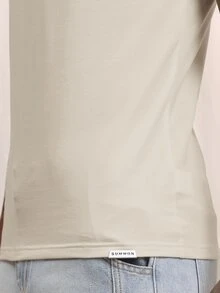 SUMWON Slim Fit Crew Neck Short Sleeve Solid Cotton T-Shirt Casual Everyday Essential Spring Summer - Beige - View 5
