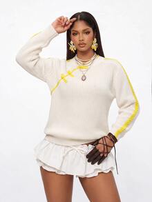 Gowayae Gowayae Autumn/Winter New Chinese Style Sports Casual Ru Yi Button Knit Long Sleeve Pullover Sweater For Women - Apricot - View 4