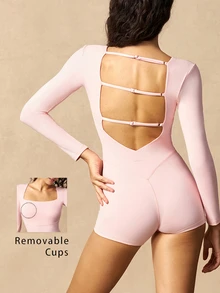 VARSIVA Women's Versatile Fashion Square Neck Athletic Romper - Pink - View 9