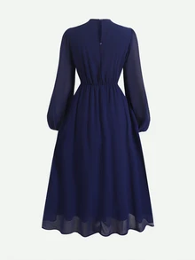 SHEIN Teen Girls Dresses Wedding Party Dinner Navy Blue Autumn Elegant Tight - Navy Blue - View 6