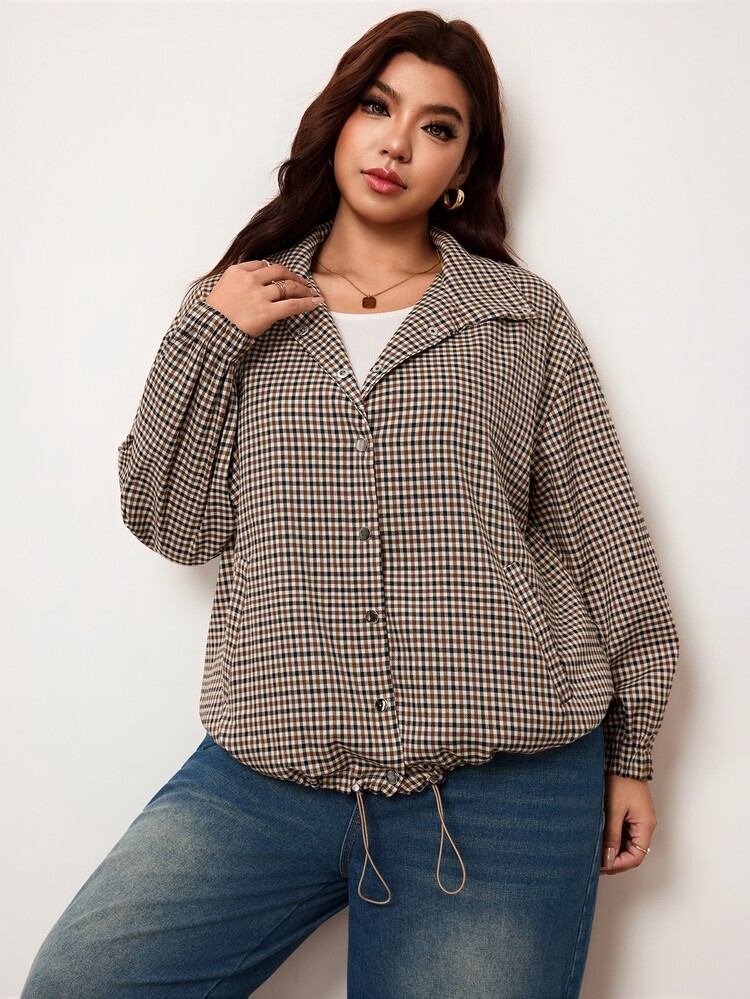 Enliva Plus-Size Women's Casual Goth Loose Plaid Autumn And Winter Coat Apple,Rounded Body Club Office White Women Fall Winter Jacket - Multicolor - View 5