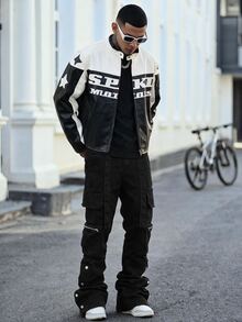 Devon Thys Men's Fit Black Street Style Flare Jeans Hang Out Street Urban, Grunge - Black - View 1