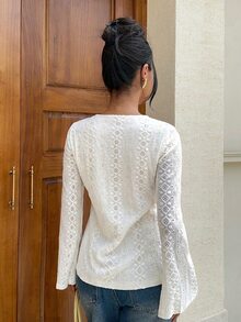 Siren Gaze All-Season New Embroidered Long Sleeve Blouse For Women - Apricot - View 3