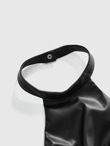 ROMWE Y2K Atasan Wanita Polos Model Halter Neck Serbaguna untuk Pemakaian Sehari-hari - Hitam - View 11