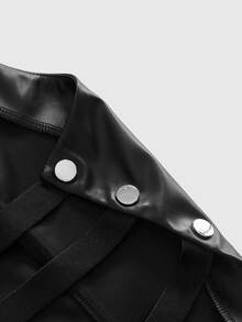 ROMWE Y2K Atasan Wanita Polos Model Halter Neck Serbaguna untuk Pemakaian Sehari-hari - Hitam - View 10