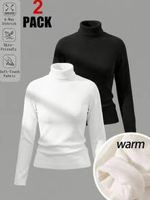 SHEIN Kids Tween Girl 2PCS Tween Girls T-Winter Shirts - Black and White - View 1