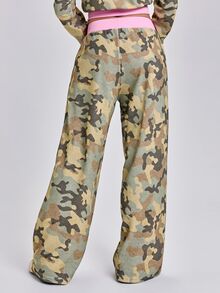 ROMWE Celana Jogging Wanita Model Longgar Lurus dengan Motif Kamuflase Patchwork Colorblock Gaya Y2K untuk Musim Gugur, Musim Dingin, dan Musim Semi, Gaya Kasual Jalanan, Musim Semi, dan Musim Panas. - Grey - View 5
