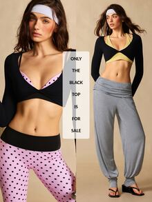 VARSIVA Women's Sexy Ruched Long Sleeve Sports Activewear Top T-Shirt For Yoga And Fitness - Black - View 6