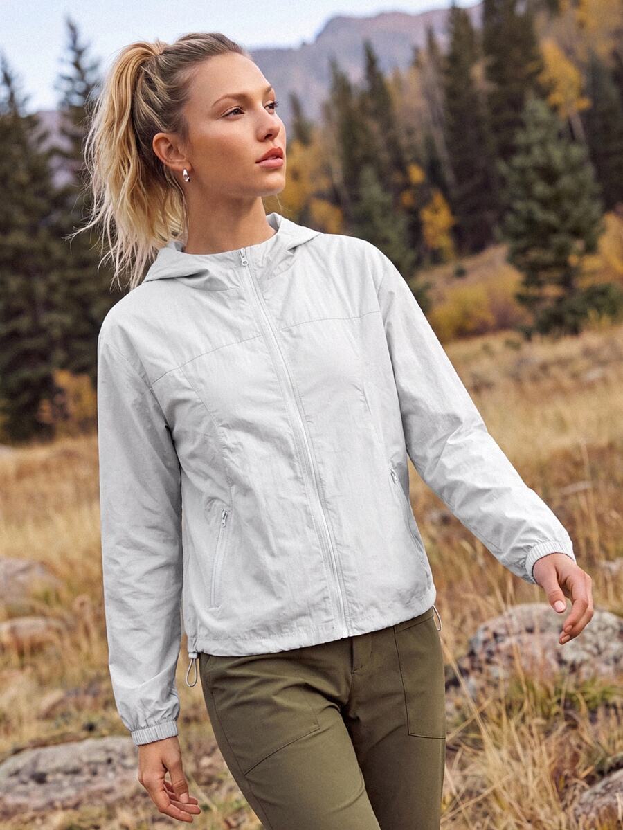 In My Nature Women's Solid Color Zipper Casual Daily Outdoor Jacket - Grey - View 1