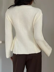 Aloruh Regular Women's Metal Button Cardigan - Apricot - View 9